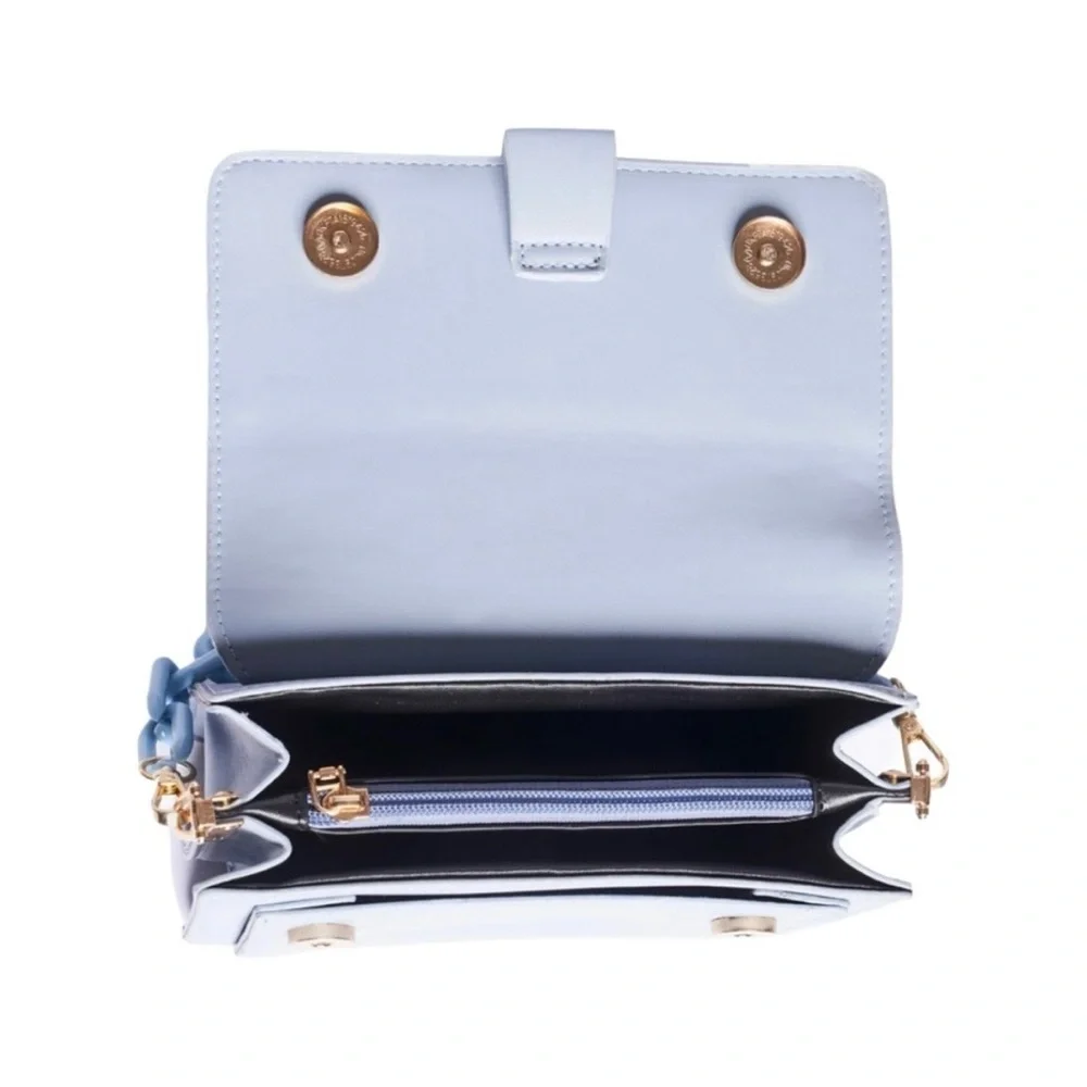 Pastel Blue Chunky Chain Shoulder Bag Mini Clutch Purse OS
